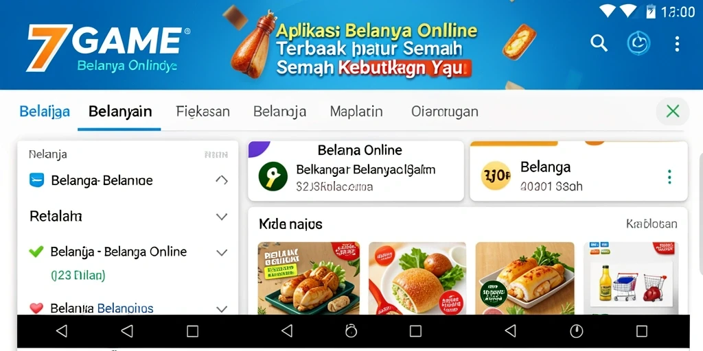 Tampilan antarmuka aplikasi 7GAME yang menarik untuk Belanja Online.