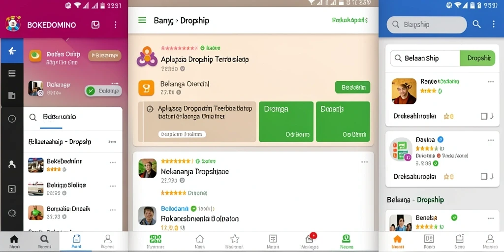 Tampilan antarmuka aplikasi BOKEDOMINO yang user-friendly untuk bisnis Dropship.