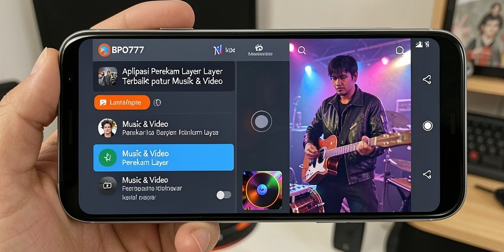 Antarmuka BPO777 saat merekam layar dengan fitur audio.