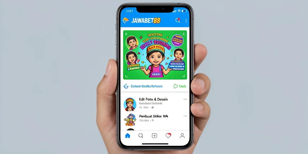 Tampilan antarmuka aplikasi JAWABET88 untuk Pembuat Stiker WA.