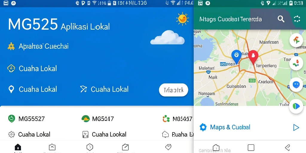 Antarmuka aplikasi MG525 menampilkan informasi cuaca lokal yang jelas.