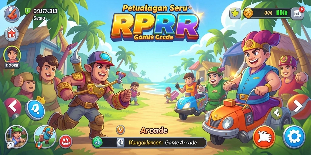 Screenshot RPRR menunjukkan antarmuka permainan yang colorful dan dinamis.