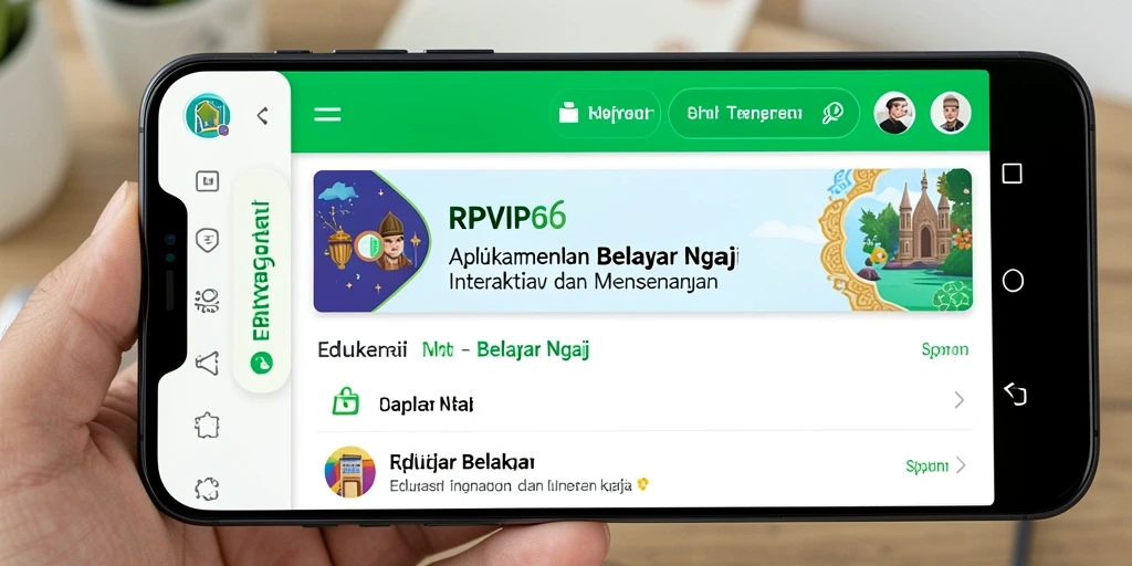 Antarmuka aplikasi RPVIP6 untuk belajar ngaji yang interaktif.